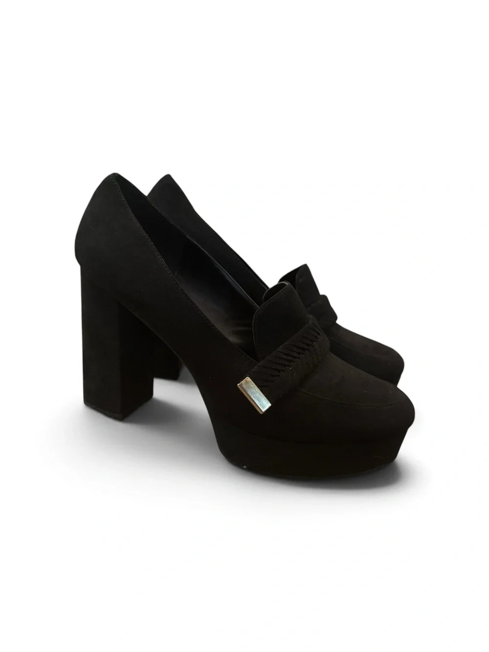Black Platform Block Heel Loafers for Women Size 11 Business Career Boss Shoes